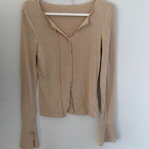 Women's Beige Long Sleeve Top